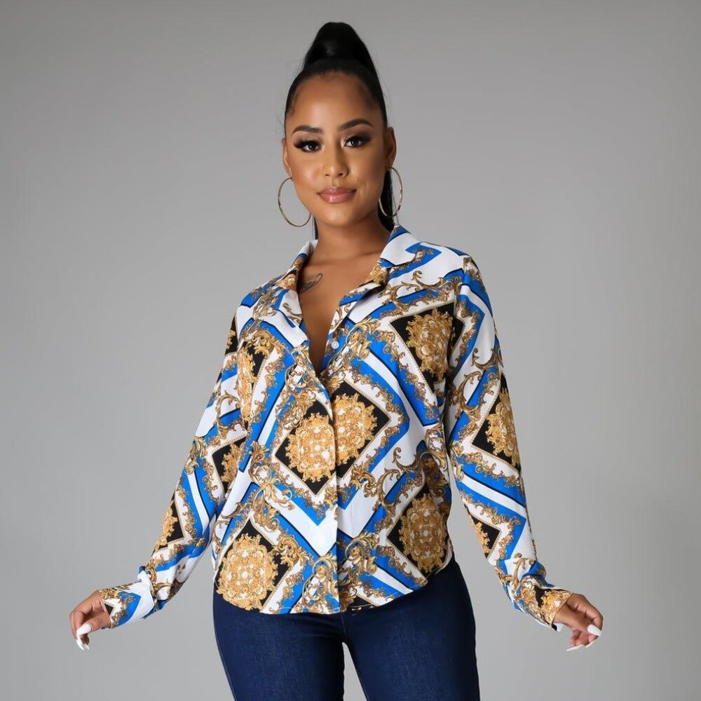NURIA PRINT BUTTON DOWN SHIRT